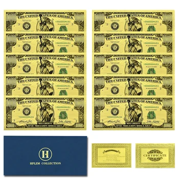 10 шт. и конверт доллар США статуя свободы золотая фольга банкноты миллион долларов сша невалютные сувенирные подарки