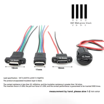 USB 3.1 Разъем Type-C 2Pin 4Pin Сварочная проволока Женская розетка Резиновое кольцо Сильноточный порт быстрой зарядки Q1