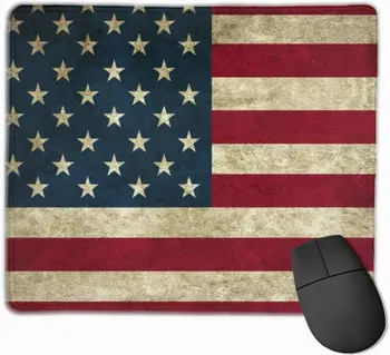  Винтажный коврик для мыши с американским флагом, большой игровой коврик для мыши с нескользящей резиновой основой, прошитый край для компьютеров, ноутбука, стола
