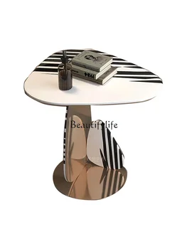  Диван Боковая Маленькая Легкая Роскошная Металлическая Имитация Мрамора Дизайн Угловой стол простой формы