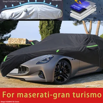 Для Maserati Gran Turismo Наружная защита Полные автомобильные чехлы Снежный чехол Солнцезащитный козырек Водонепроницаемый пыленепроницаемый Внешний черный автомобильный чехол