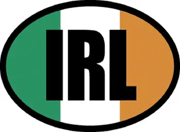  Лидер продаж Флаг Ирландии с IRL Описание Наклейка - Светоотражающая британская овальная наклейка - Оригинальное художественное произведение Винил
