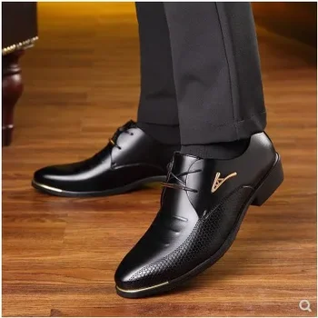 Мужская кожаная обувь Повседневная обувь на шнуровке Деловое платье Мужская обувь Дышащая свадебная износостойкая мужская 2024
