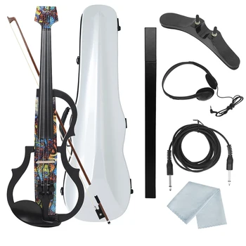 Профессиональная электроакустическая скрипка 4/4 Безголовая бесшумная электрическая скрипка из углеродного волокна с кабелем для наушников Violin Bow Аксессуары