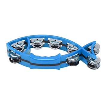 Ручной колокольчик с бубном ABS Металлический двойной бубн Музыкальный ритм-инструмент для детей (синий)